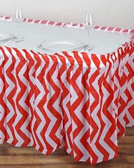 Chevron Plastic Table Skirts – 14 FT | Red | Pack of 1