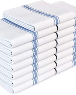 Zeppoli Classic Kitchen Towels 15-Pack – 100% Natural Cotton Dish Towels – Reusable Cleaning Cloths – Super Absorbent – Machine Washable Hand Towels – 14” x 25”