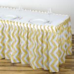 Chevron Plastic Table Skirts – 14 FT | Champagne | Pack of 1