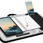 LapGear Home Office Lap Desk with Device Ledge, Mouse Pad, and Phone Holder – White Marble – Fits Up To 15.6 Inch Laptops – style No. 91501
