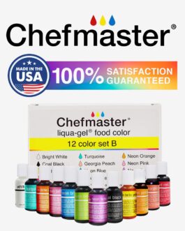 Chefmaster – Liqua-Gel Food Coloring – 12 Color Set B – Fade Resistant Food Coloring – 12 Pack – Vibrant, Eye-Catching Colors, Easy-To-Blend Formula, Fade-Resistant – Made in the USA